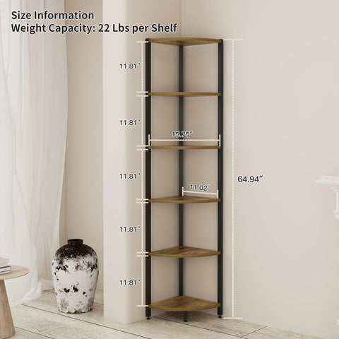 FviMzailon 65-inch tall corner shelf maximizes tight spaces.