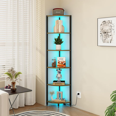 FviMzailon LED strip on the corner shelf creates cozy ambient lighting.