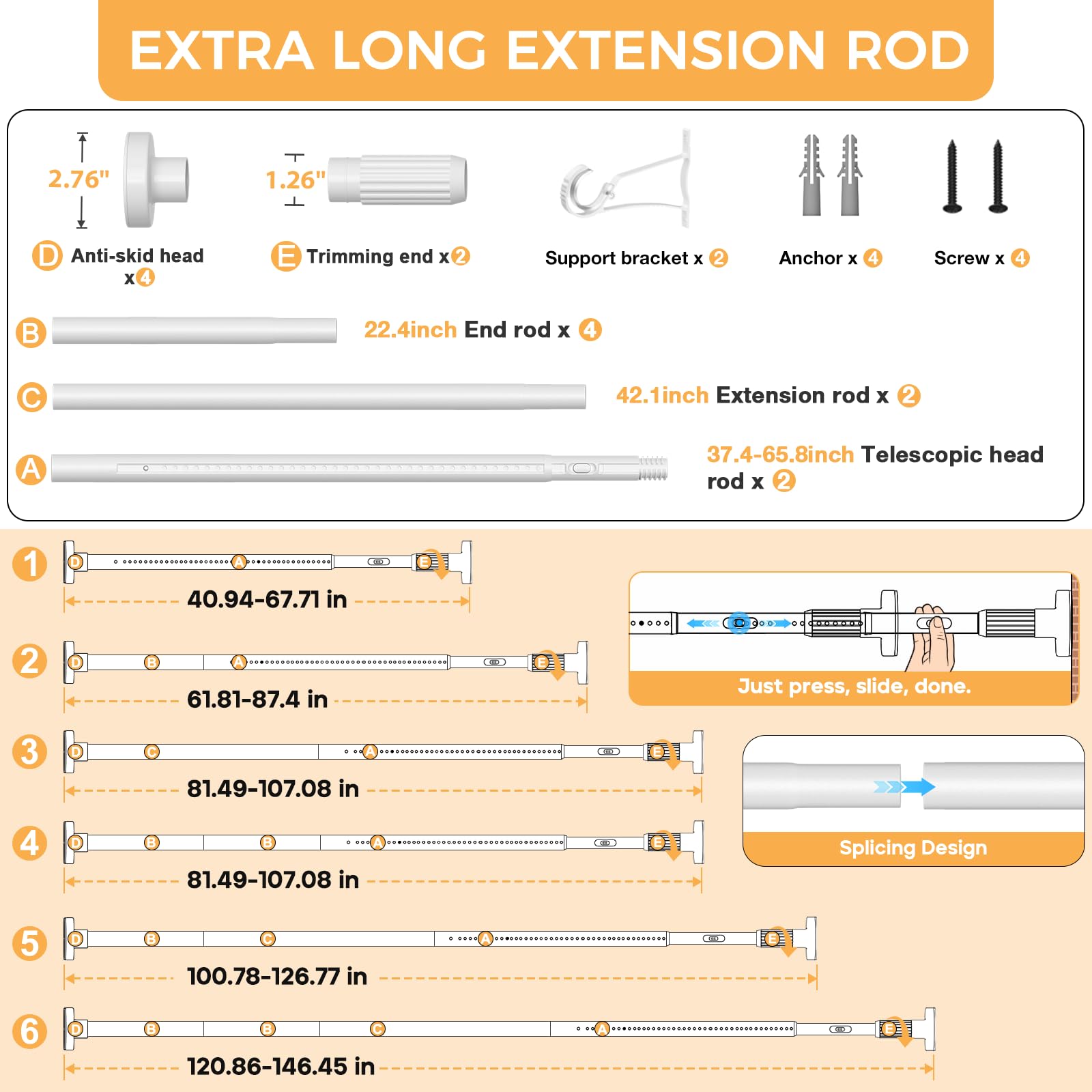 Fvonzn tension rod anti-rust coating protects indoor and outdoor use.