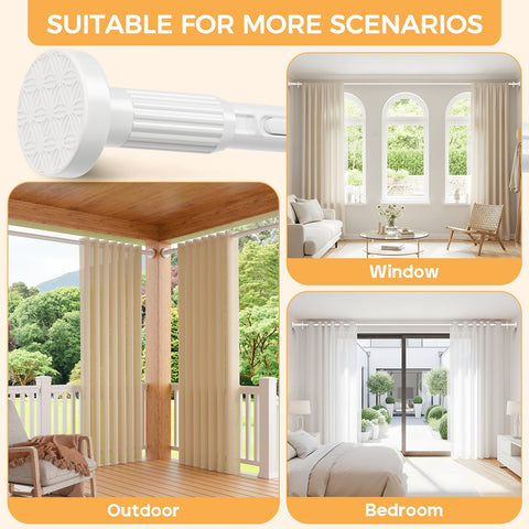Fvonzn tension rod supports curtains, closets, and windows.