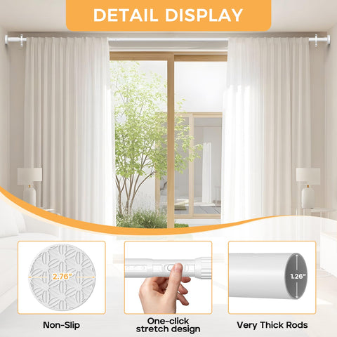 Fvonzn tension rod with non-slip end pads stays secure.