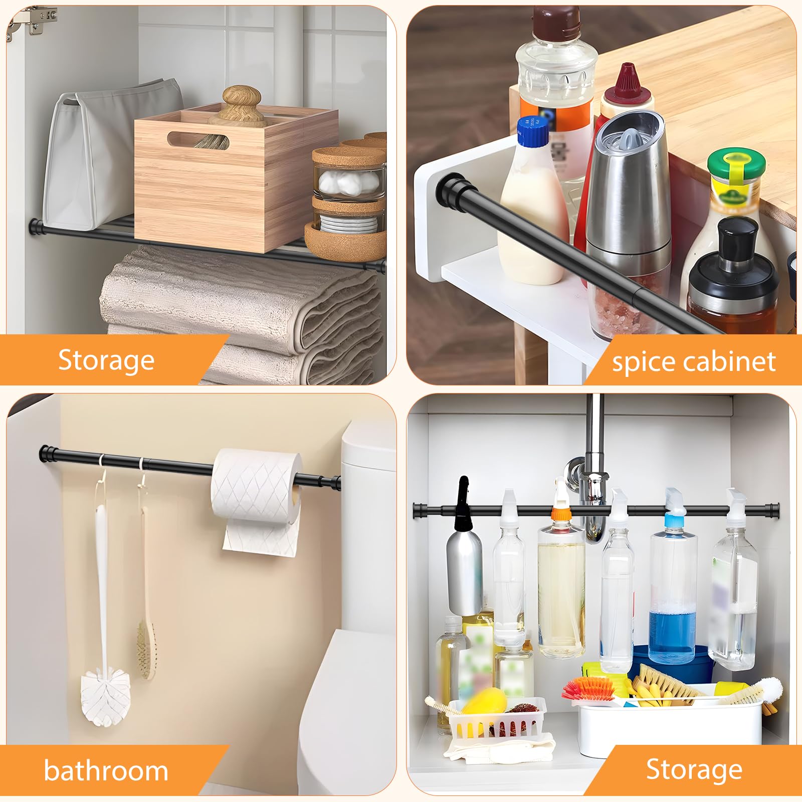 Fvonzn six pack provides multiple rooms with matching tension rods.