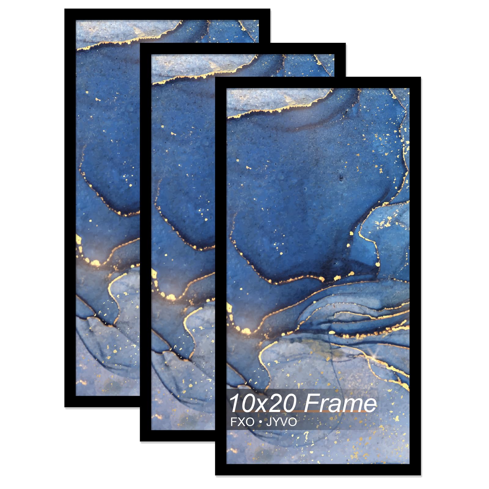 Fxojyvo 10x20 frame front view in black, ideal for wall-mounted photo displays.