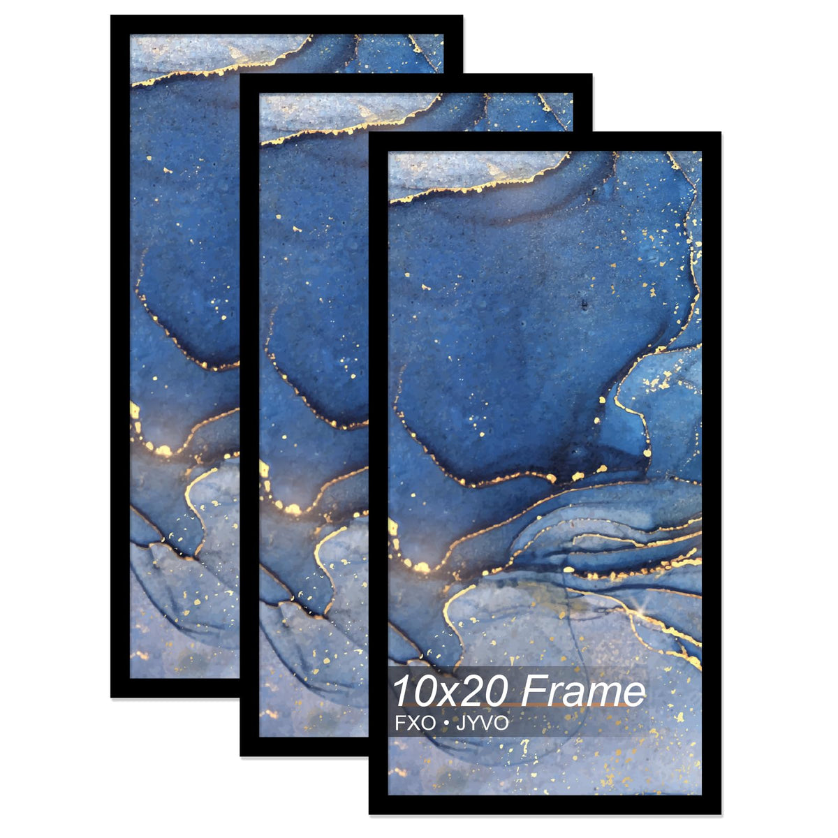 Fxojyvo 10x20 frame front view in black, ideal for wall-mounted photo displays.
