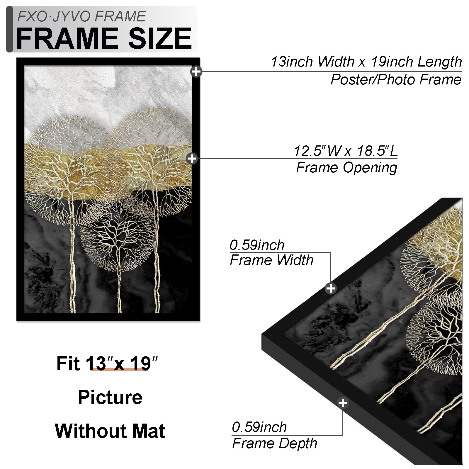Fxojyvo frame with mat set showing 11x17 art alignment.