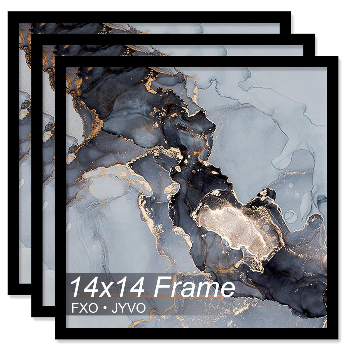 Fxojyvo 14x14 frame front view with crystal-clear cover for wall display.