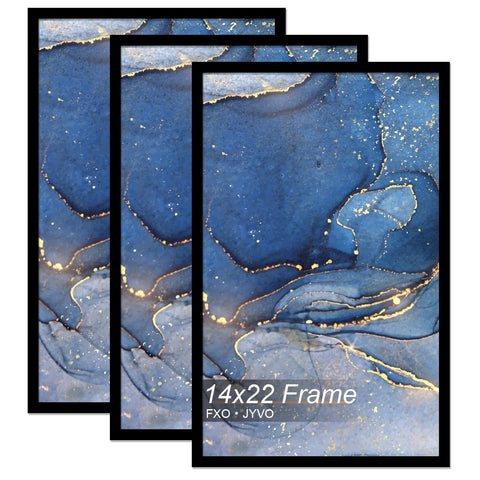 Fxojyvo 14x22 frame front view showcases a slim black profile for wall display.