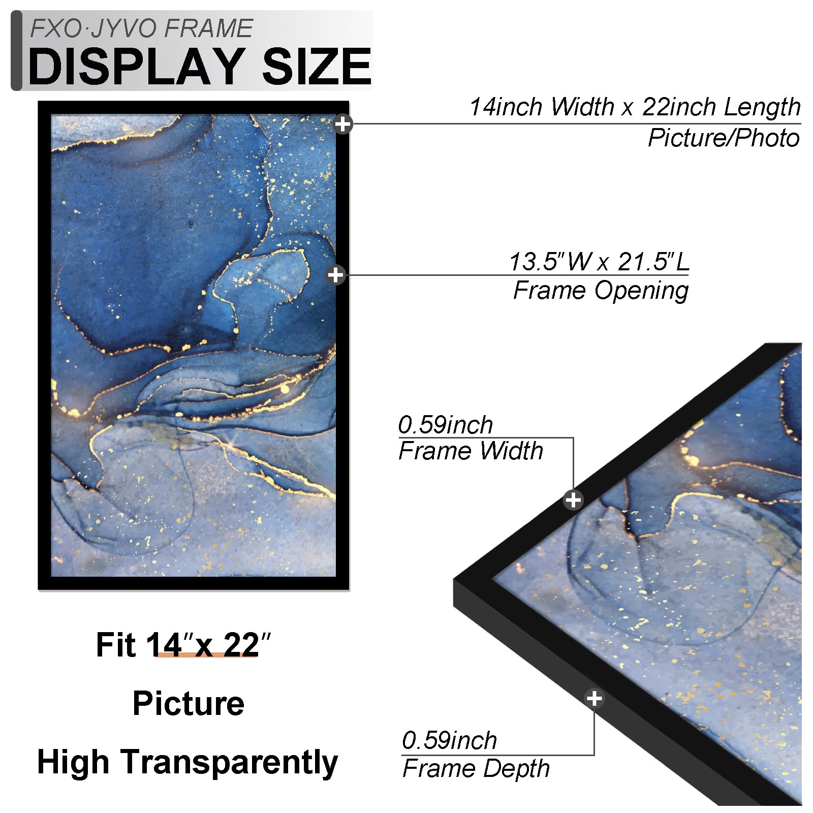 Fxojyvo frame with HD transparent cover protects photos clearly.