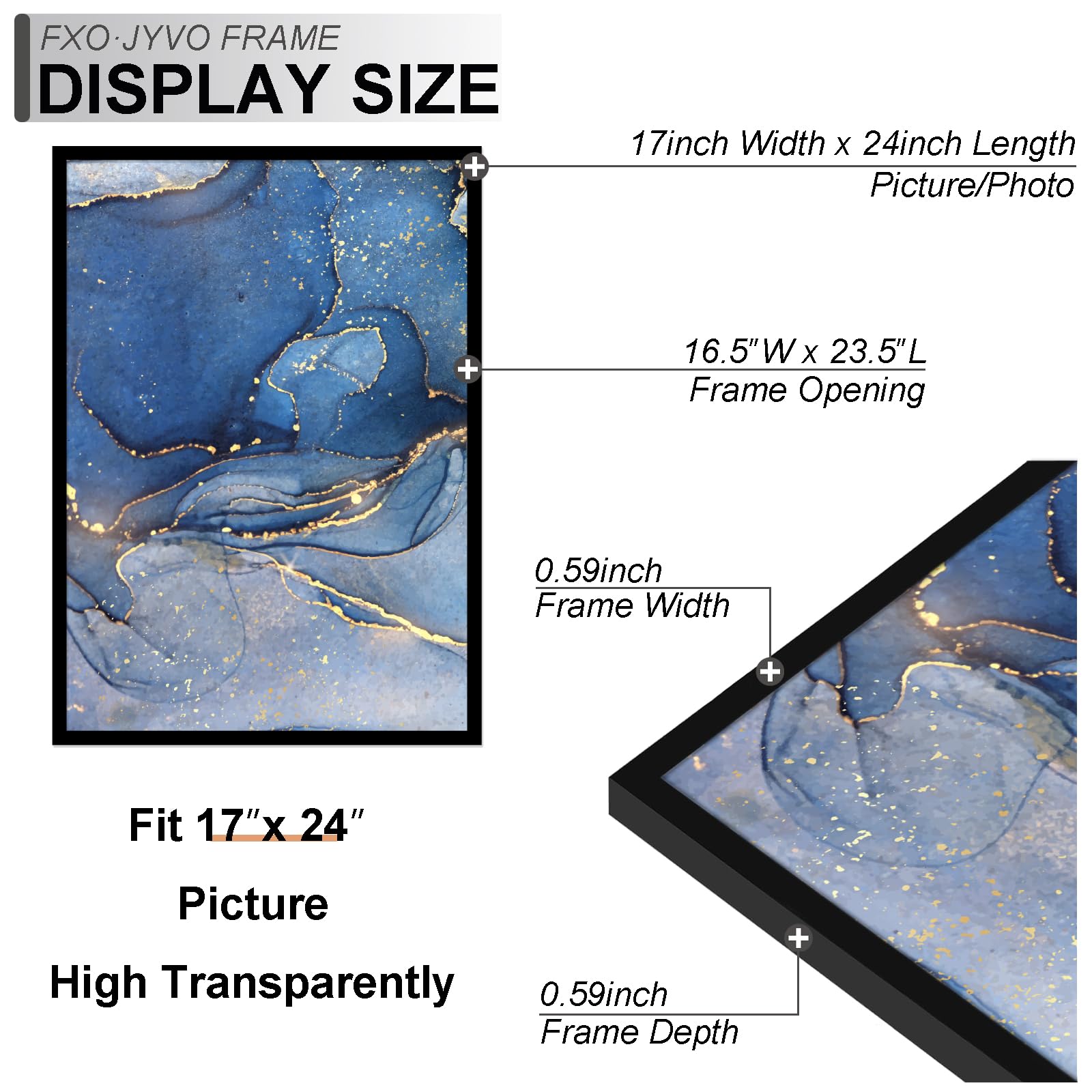 Fxojyvo 17x24 frame protective cover close-up shows clear viewing surface