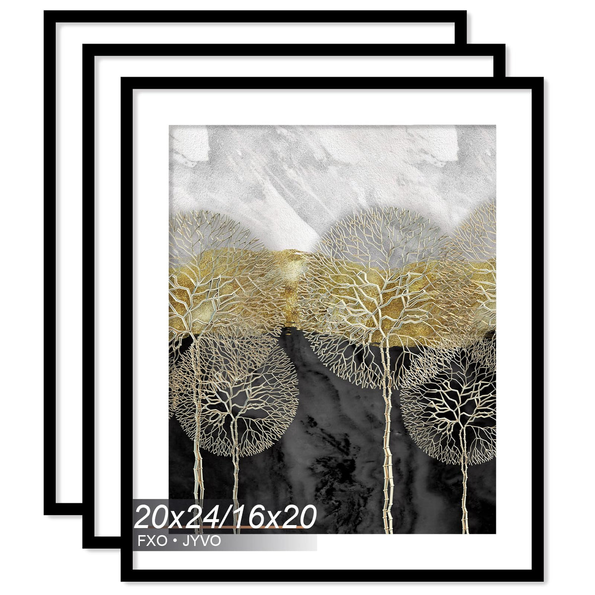 Fxojyvo 20x24 frame set front view with mat, ideal for posters