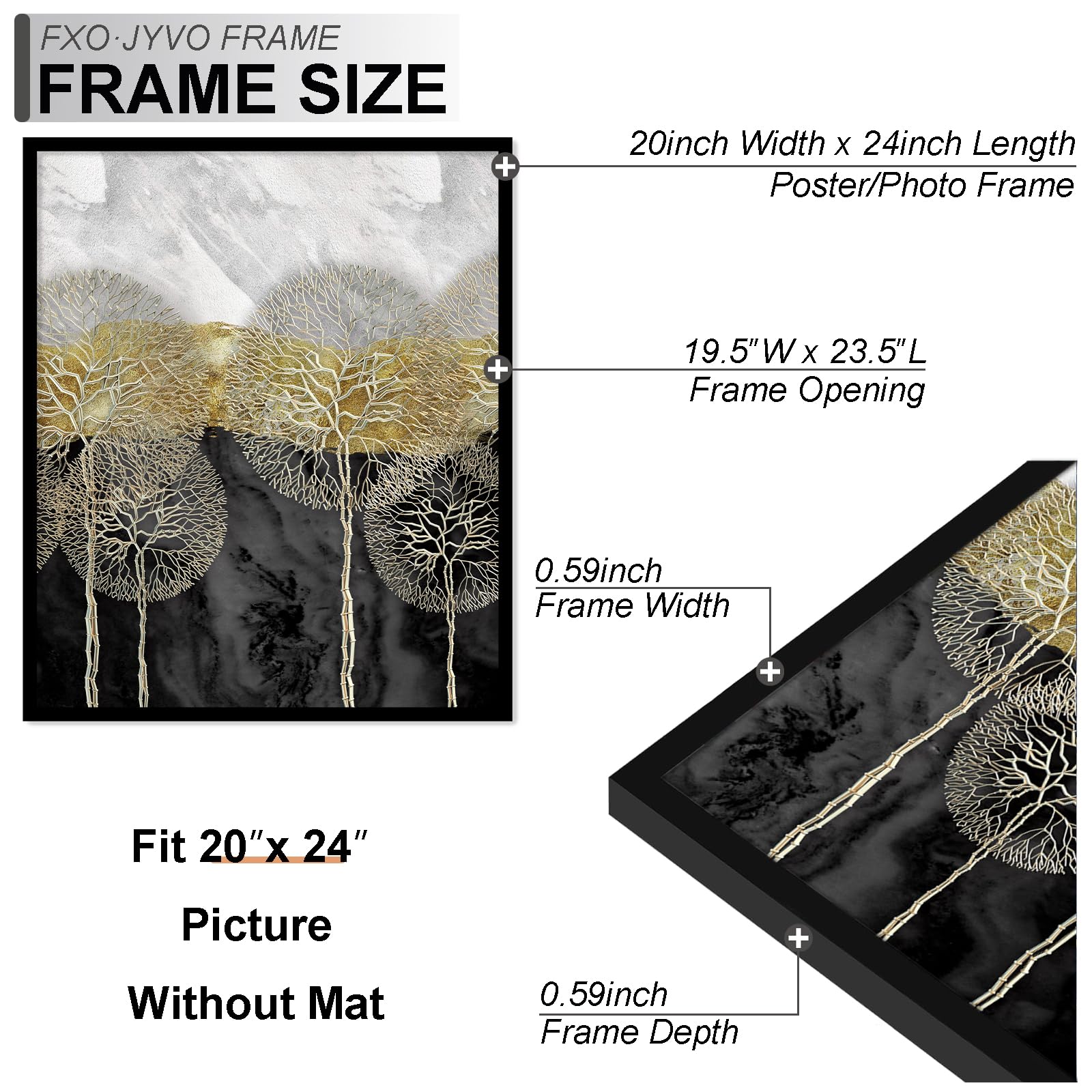 Fxojyvo frame close-up showing crystal-clear glass edge for crisp displays