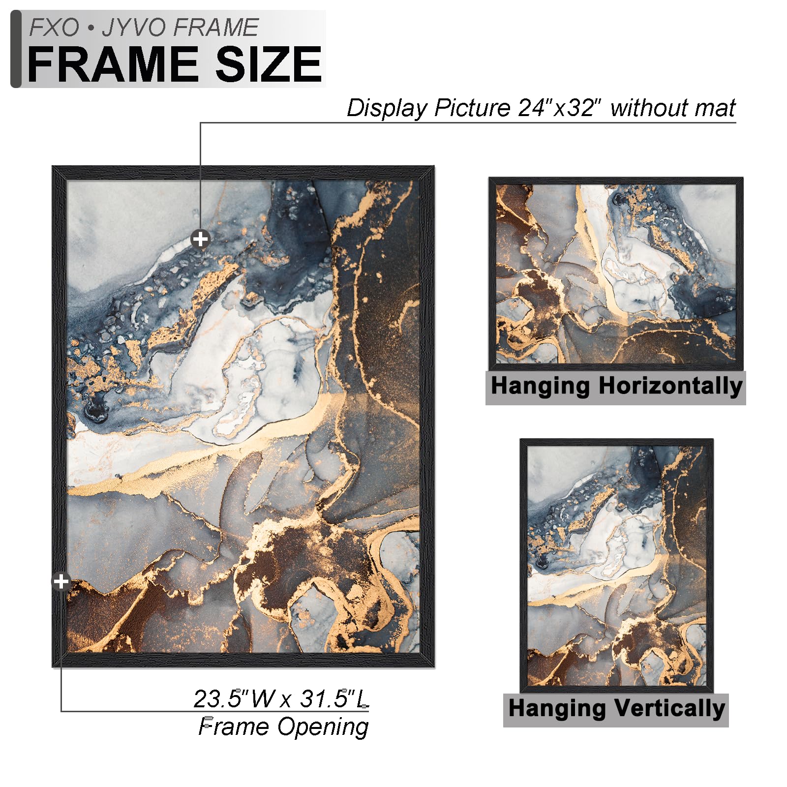 Fxojyvo 24x32 frame with HD protective cover for clear artwork