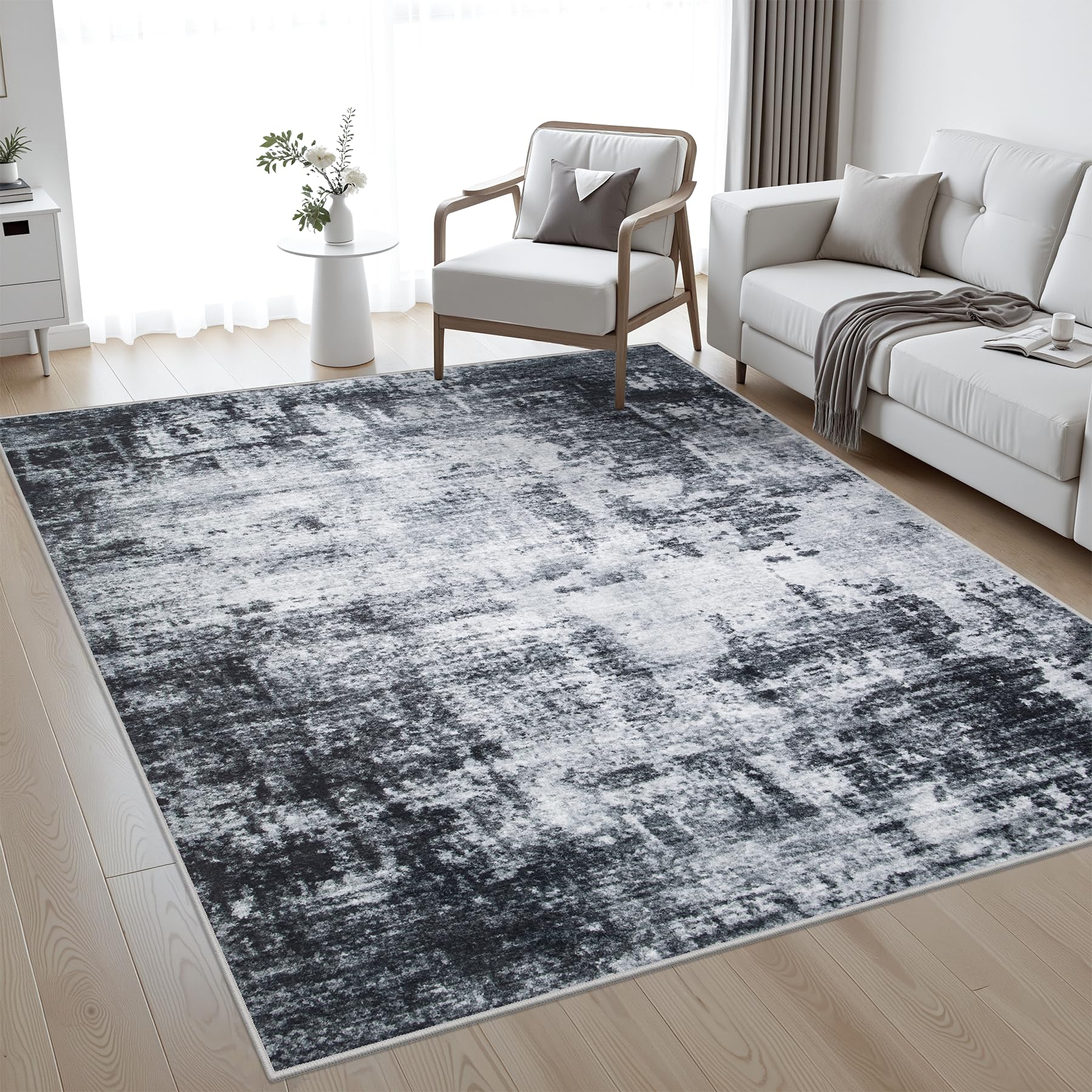 FXRHLP 5x7 area rug with abstract design for a cozy living room ambiance.