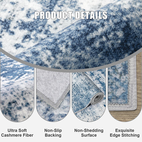 FXRHLP blue-toned rug creates a cozy feel in bedrooms and nurseries.