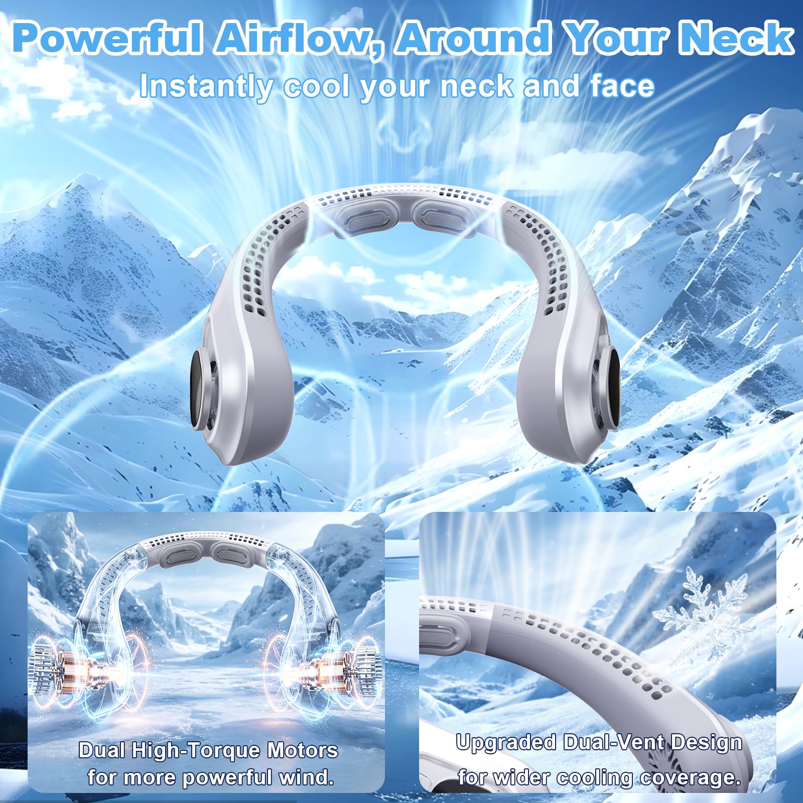 FYALLASO 5-speed neck fan ensures customizable airflow on the go.