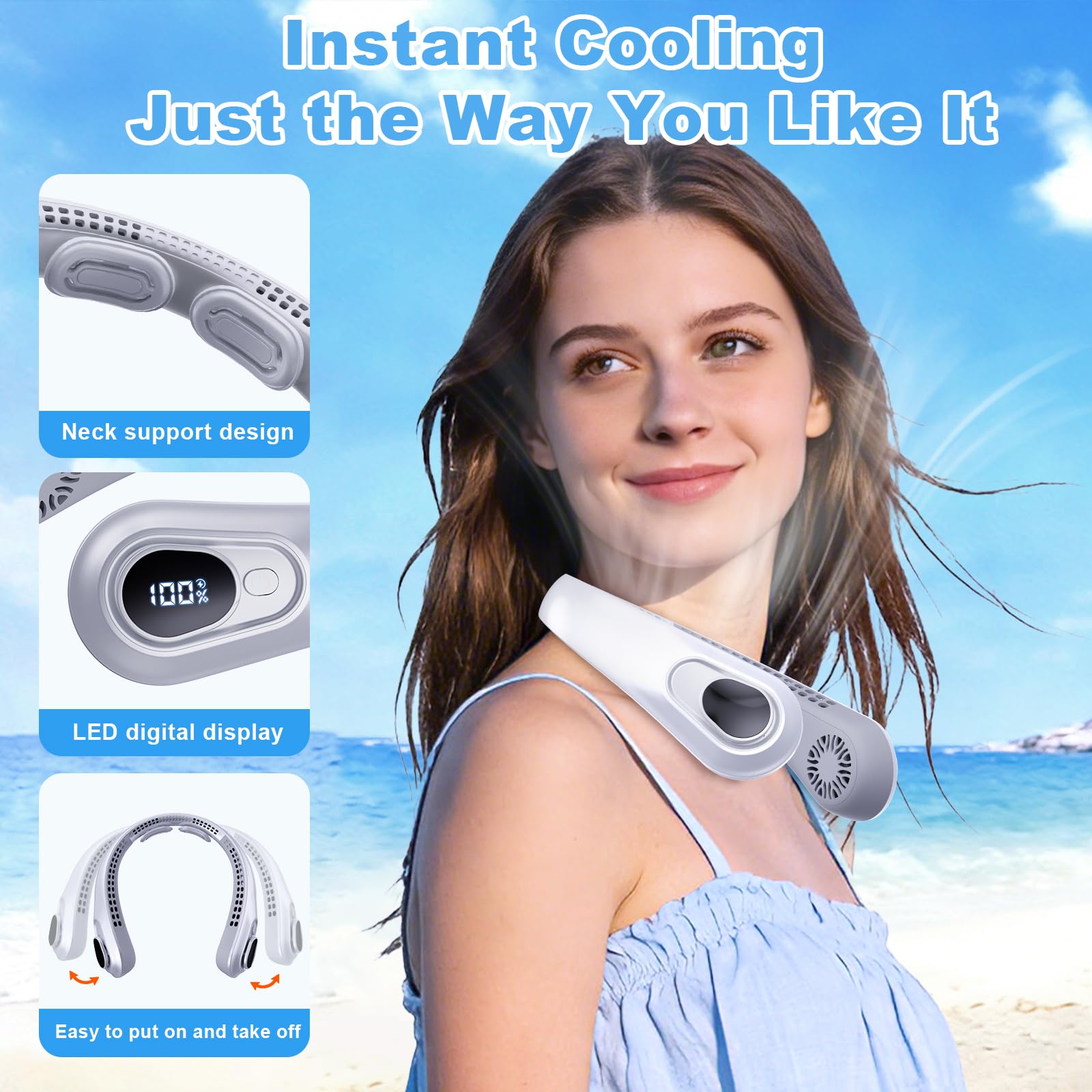 FYALLASO bladeless neck fan design protects hair while cooling.