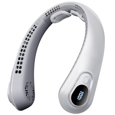 FYALLASO neck fan with LED display shows speed for precise cooling.