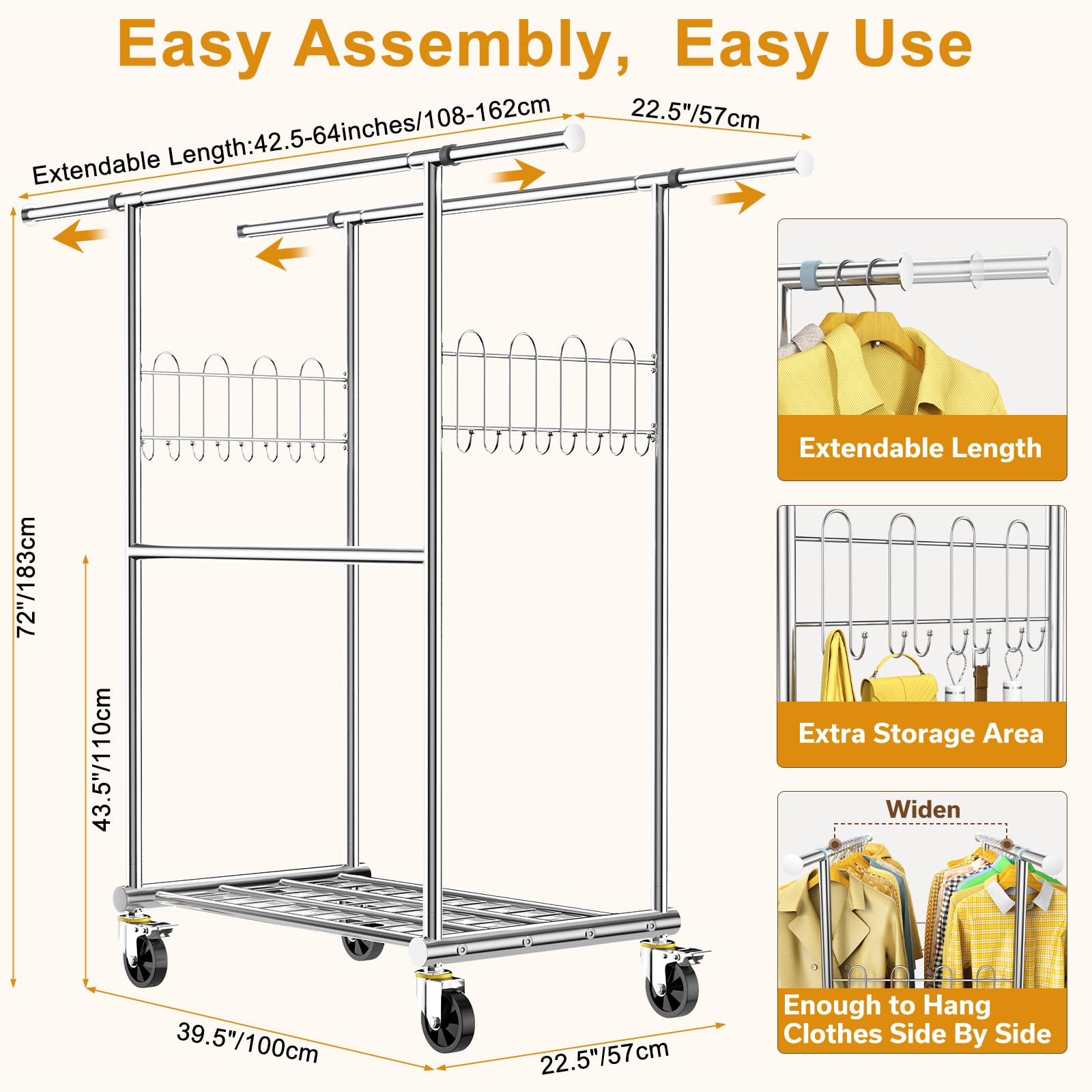 FYBEE rack with shelves and hooks for shoes and accessories