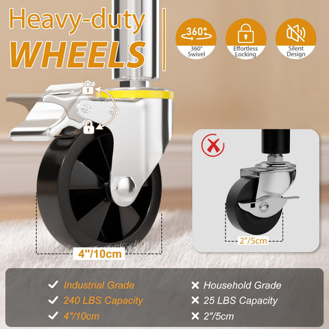 FYBEE 4-inch industrial wheels roll smoothly and lock securely