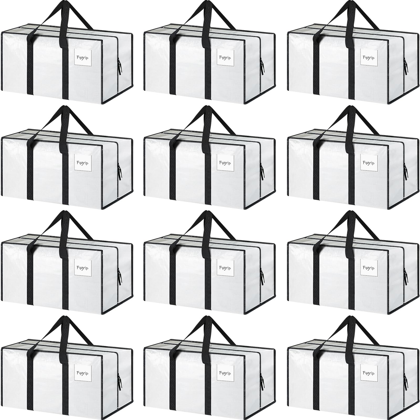 FYGRIP 12-pack extra-heavy-duty bags with open zipper for quick packing
