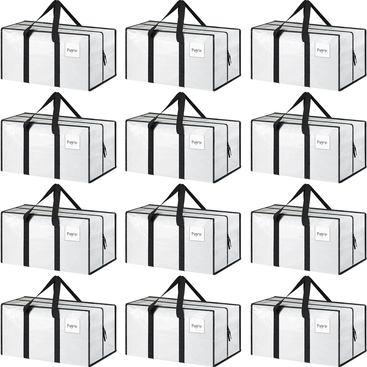 FYGRIP 12-pack extra-heavy-duty bags with open zipper for quick packing