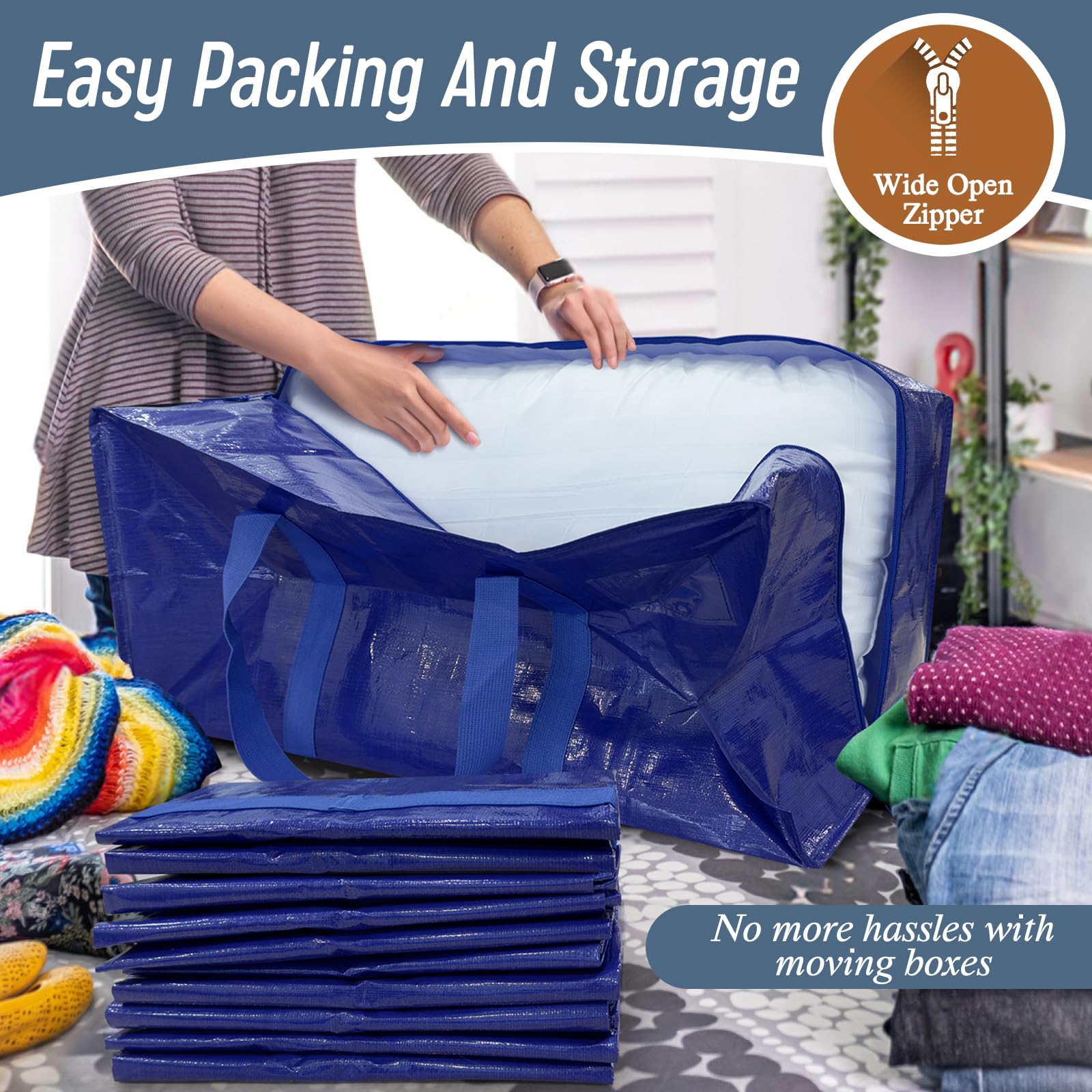 FYGRIP 23-gallon capacity bags hold bulky bedding and clothes.
