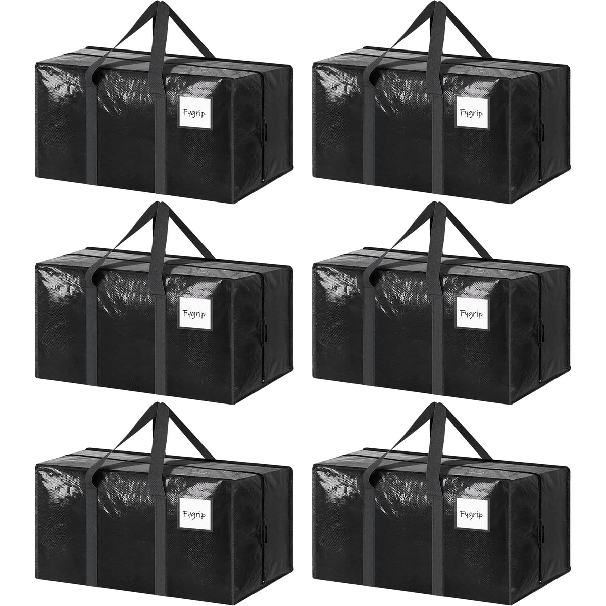 FYGRIP 6-pack moving bags with strong zipper provide secure packing.