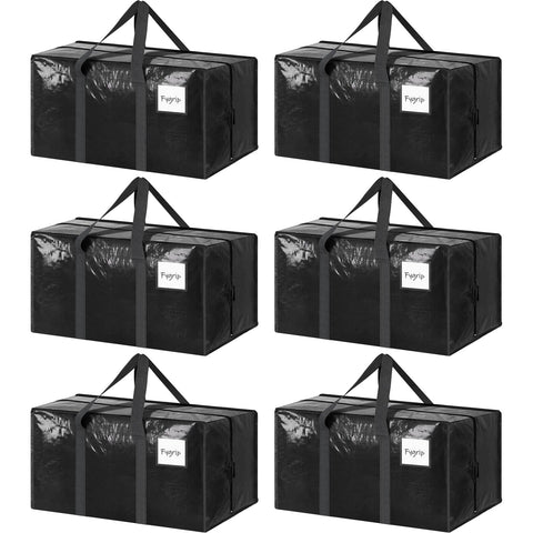 FYGRIP 6-pack moving bags with strong zipper provide secure packing.