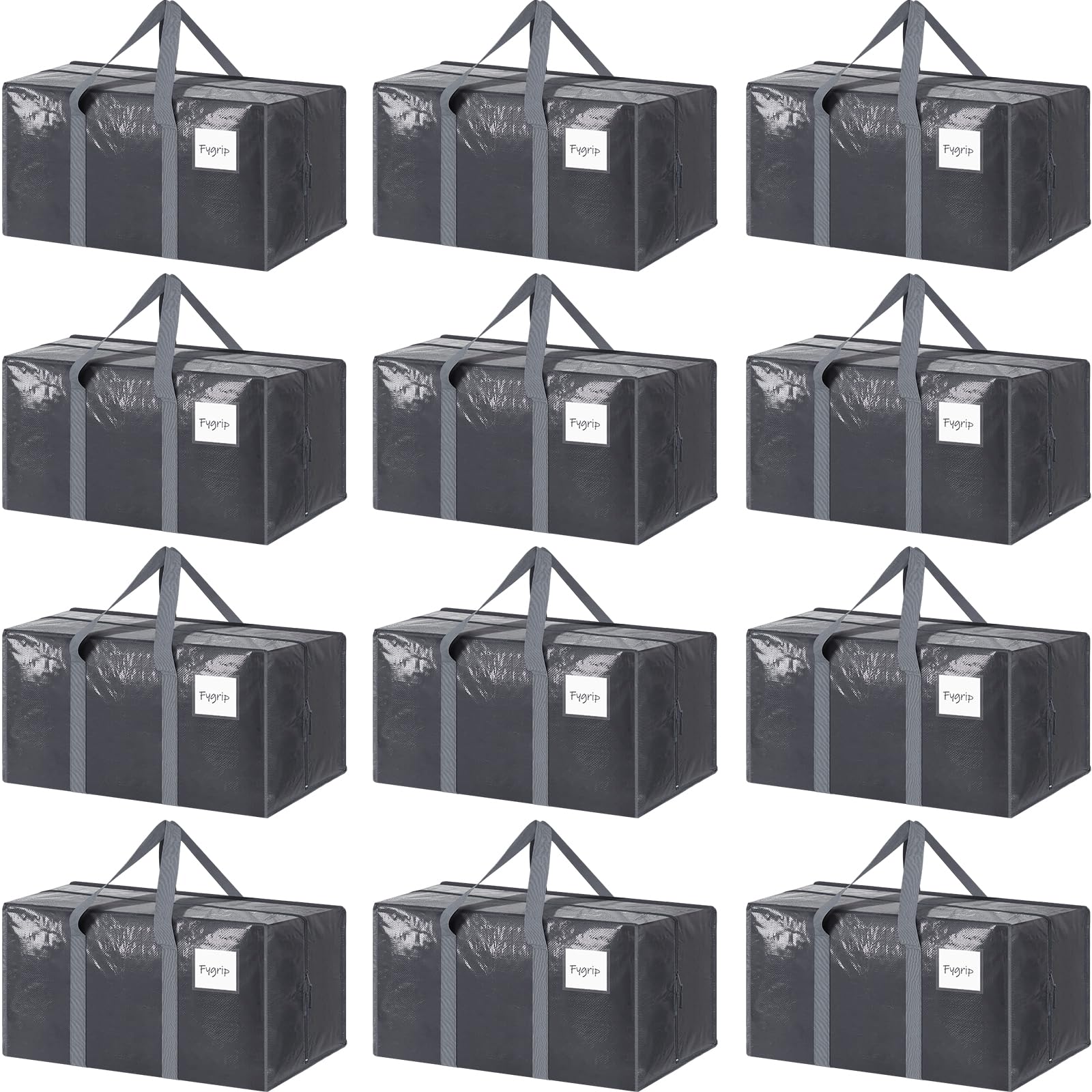 FYGRIP extra-heavy-duty moving bags with open zipper, ideal for quick packing and loading.