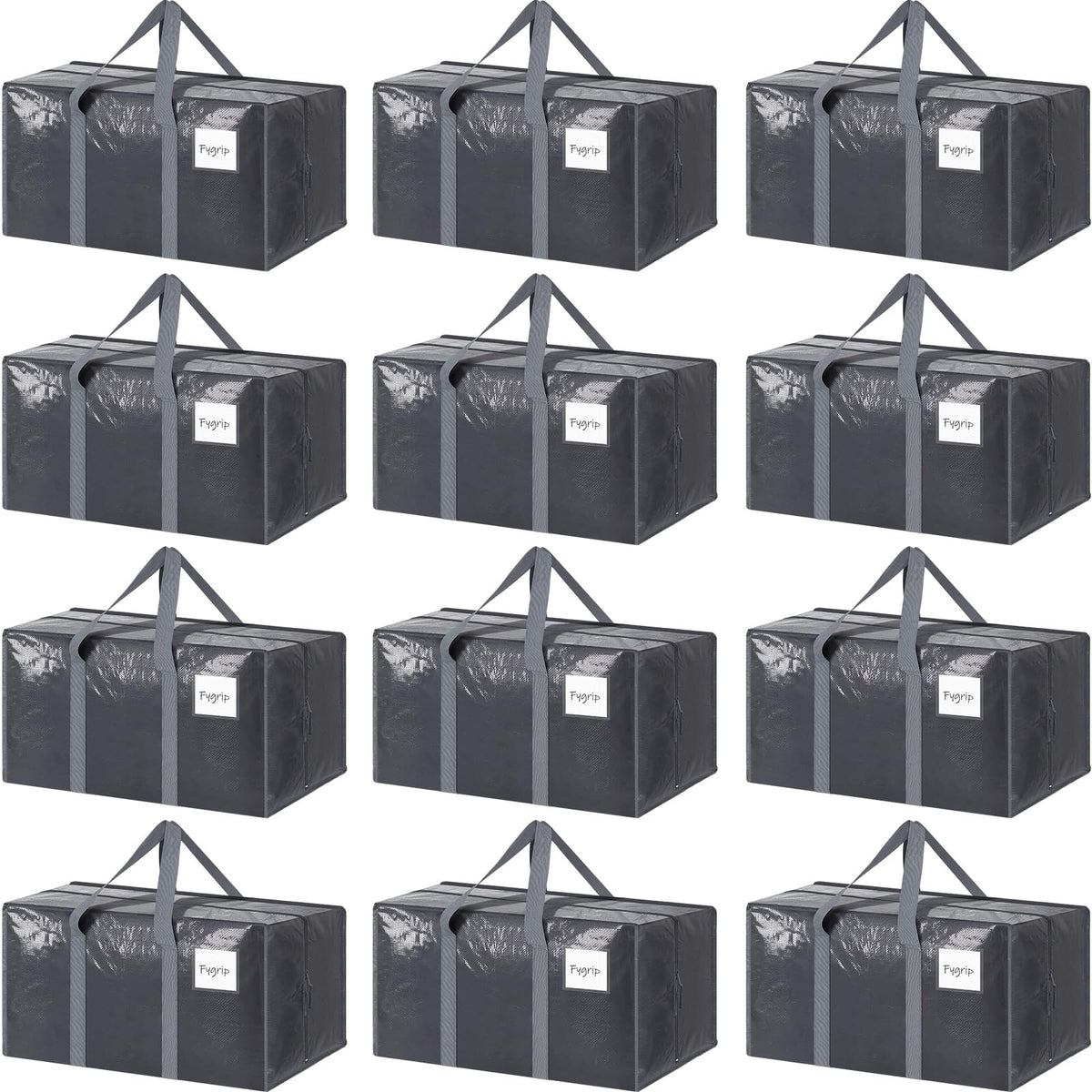 FYGRIP extra-heavy-duty moving bags with open zipper, ideal for quick packing and loading.