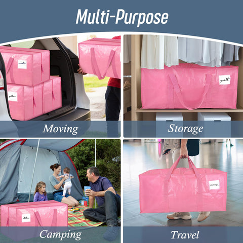 FYGRIP pink moving bags help locate items quickly in a stack.
