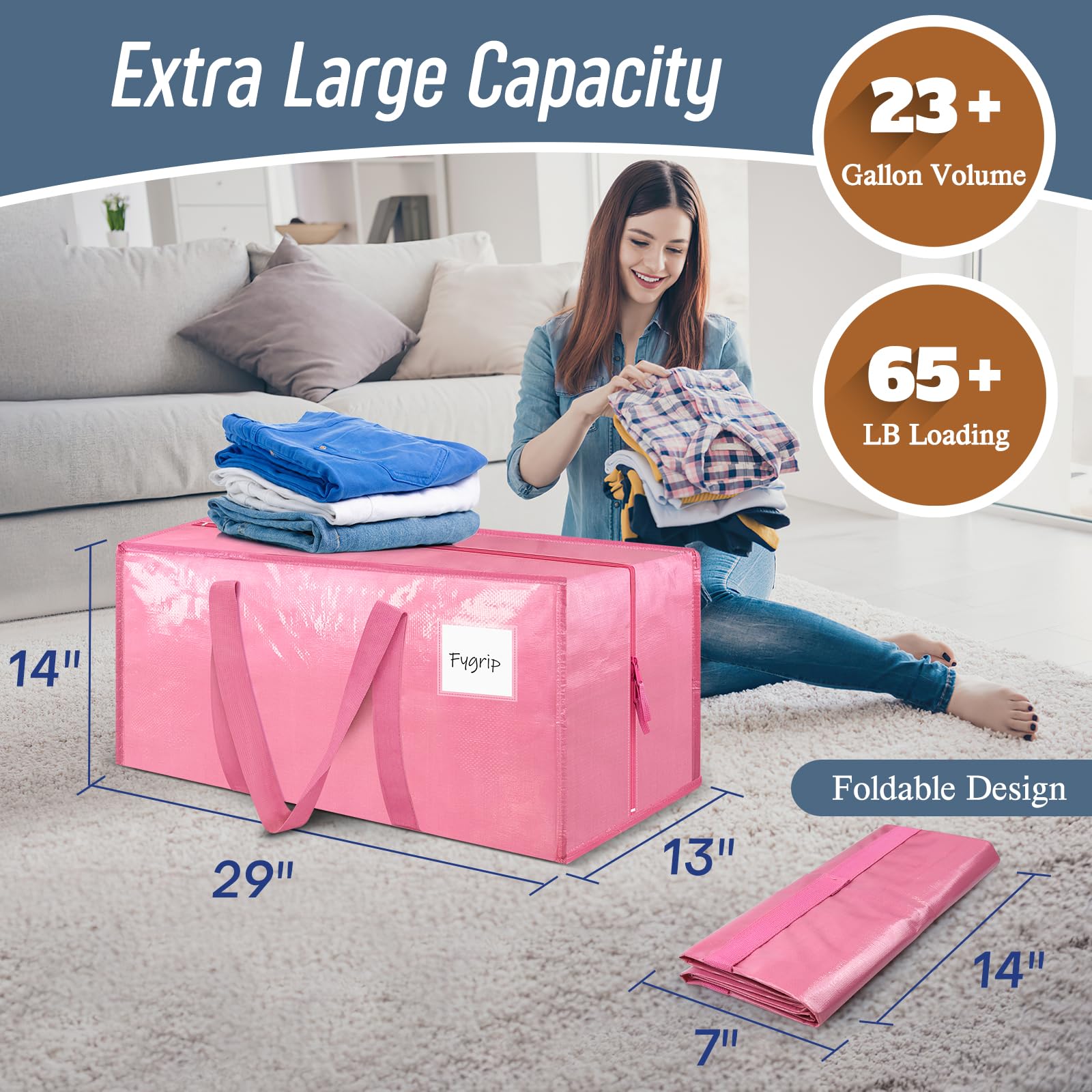 FYGRIP wide-open zipper enables fast, easy packing of bedding