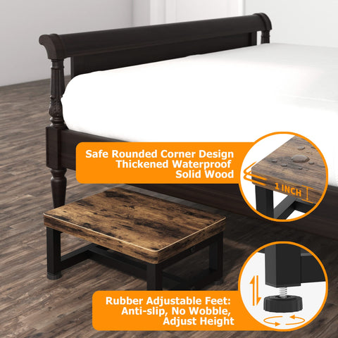 FYGUES wooden step stool with heavy-duty construction supports up to 500 pounds.