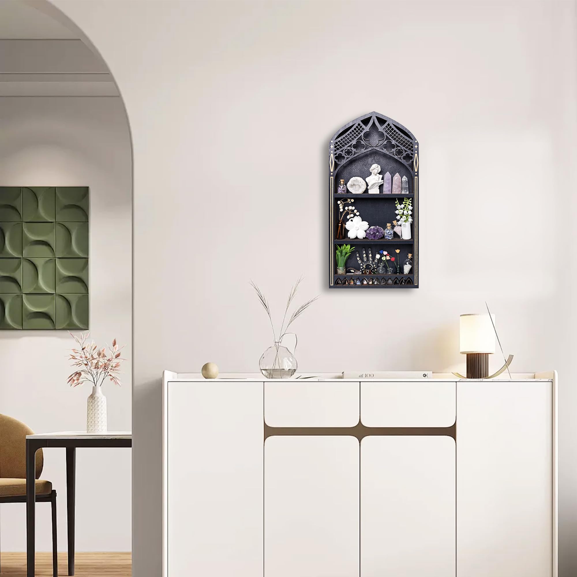 FNYDOX wall-mount display box for healing stones and candles