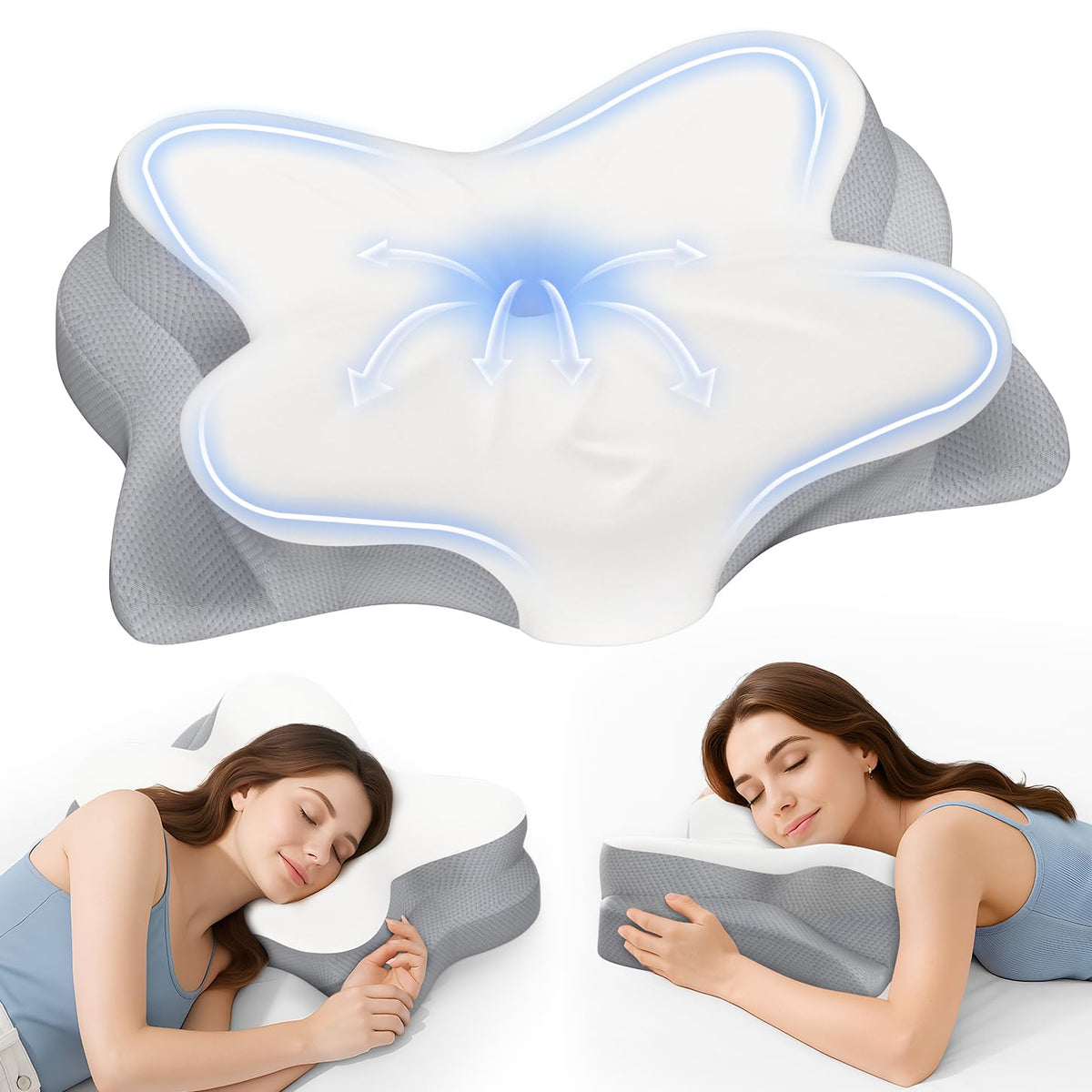Fyova cervical neck pillow patent design close-up for supportive contour