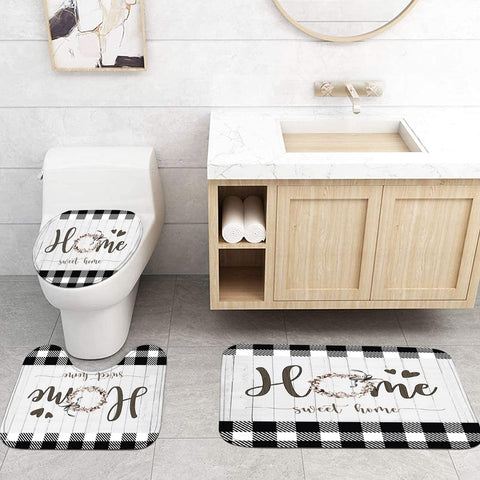 FZDHHY complete bathroom set in bold black-white contrast.