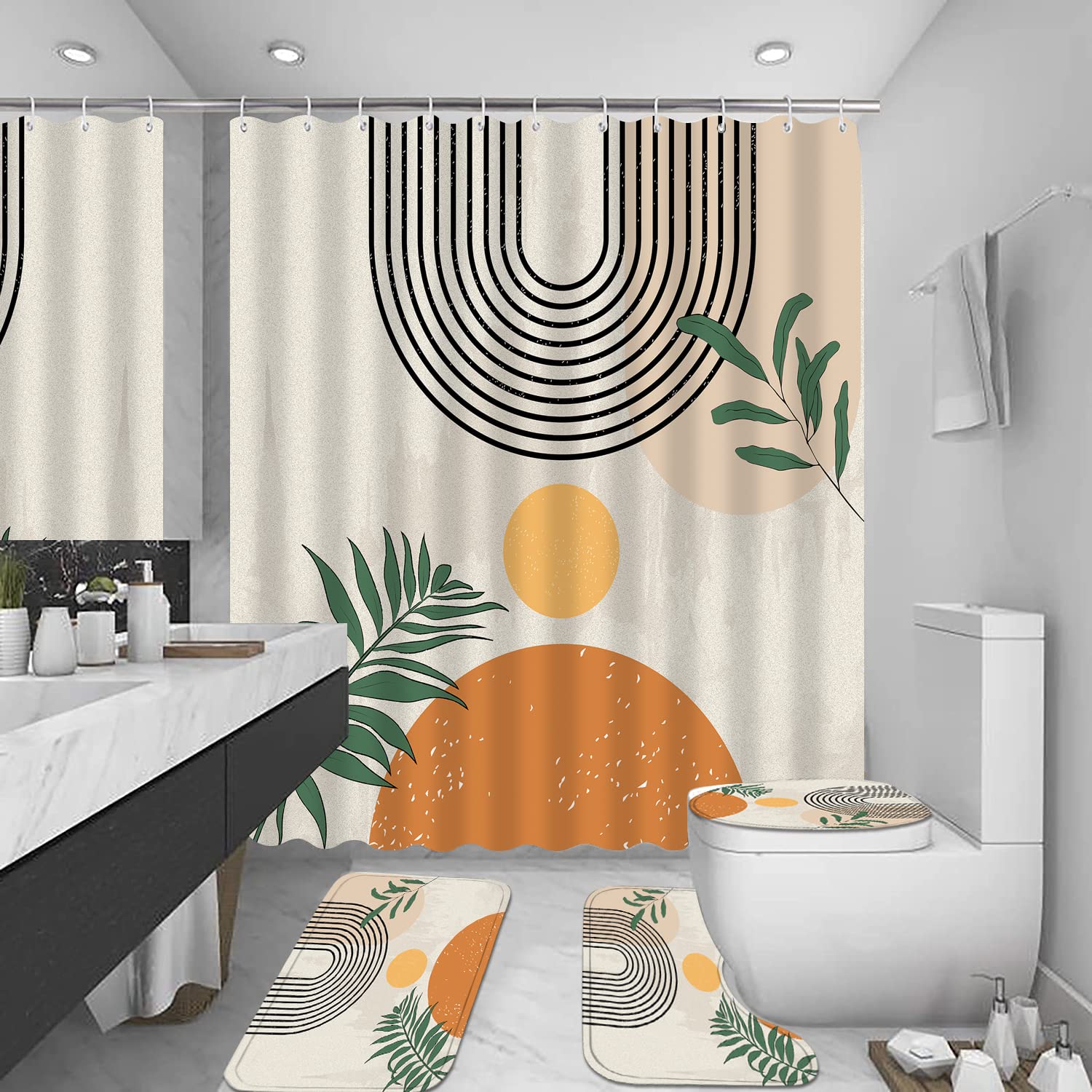 FZDHHY orange patterned toilet lid cover complements the set
