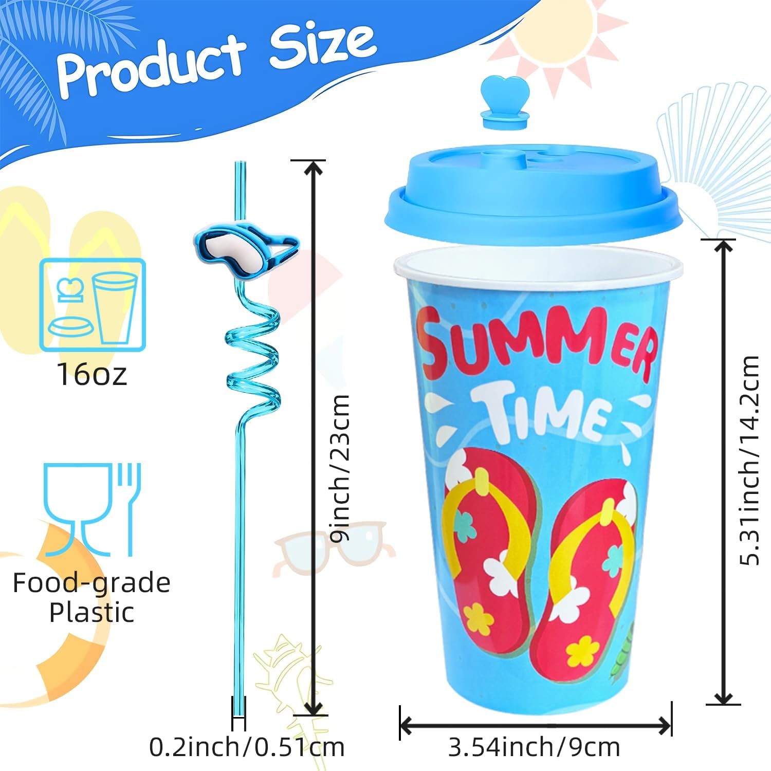 FZR Legend beach-themed cup designs brighten pool party décor.