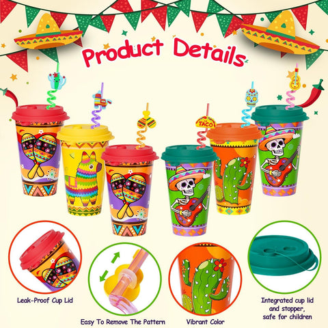 Bright fiesta-themed designs that match taco night decor.