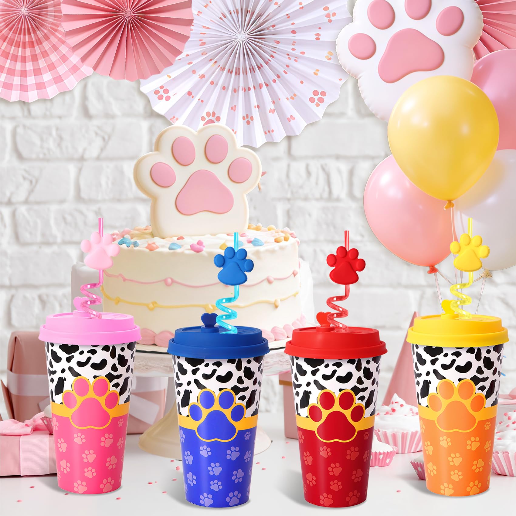 FZR Legend paw straws paired with cups for easy sipping