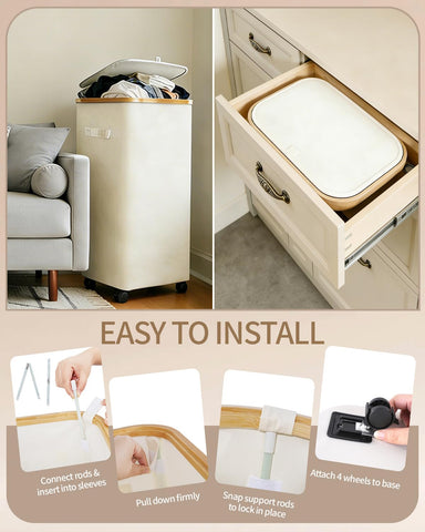 Lid included keeps laundry tidy and odors in check