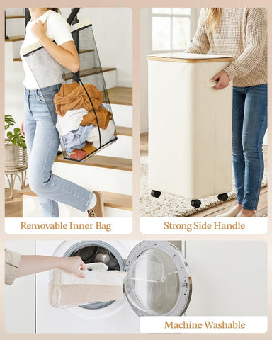Removable inner bag simplifies transferring clothes to the washing machine