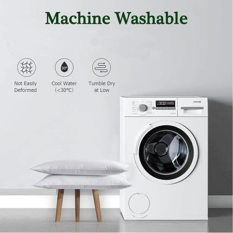 FZZOR 2-pack pillows being washed and cared for in a machine wash cycle