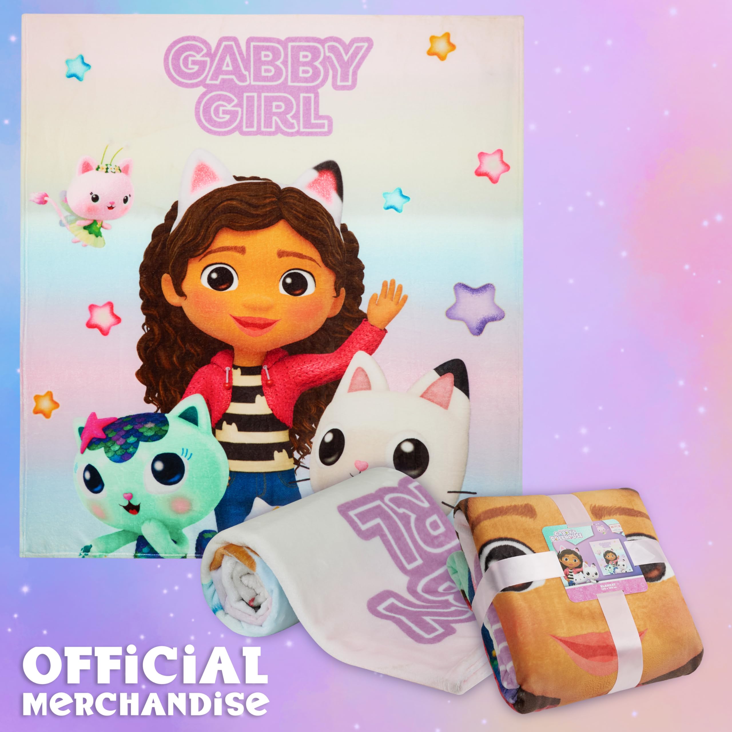 Official Gabby’s Dollhouse merchandise blanket adds authentic room charm.