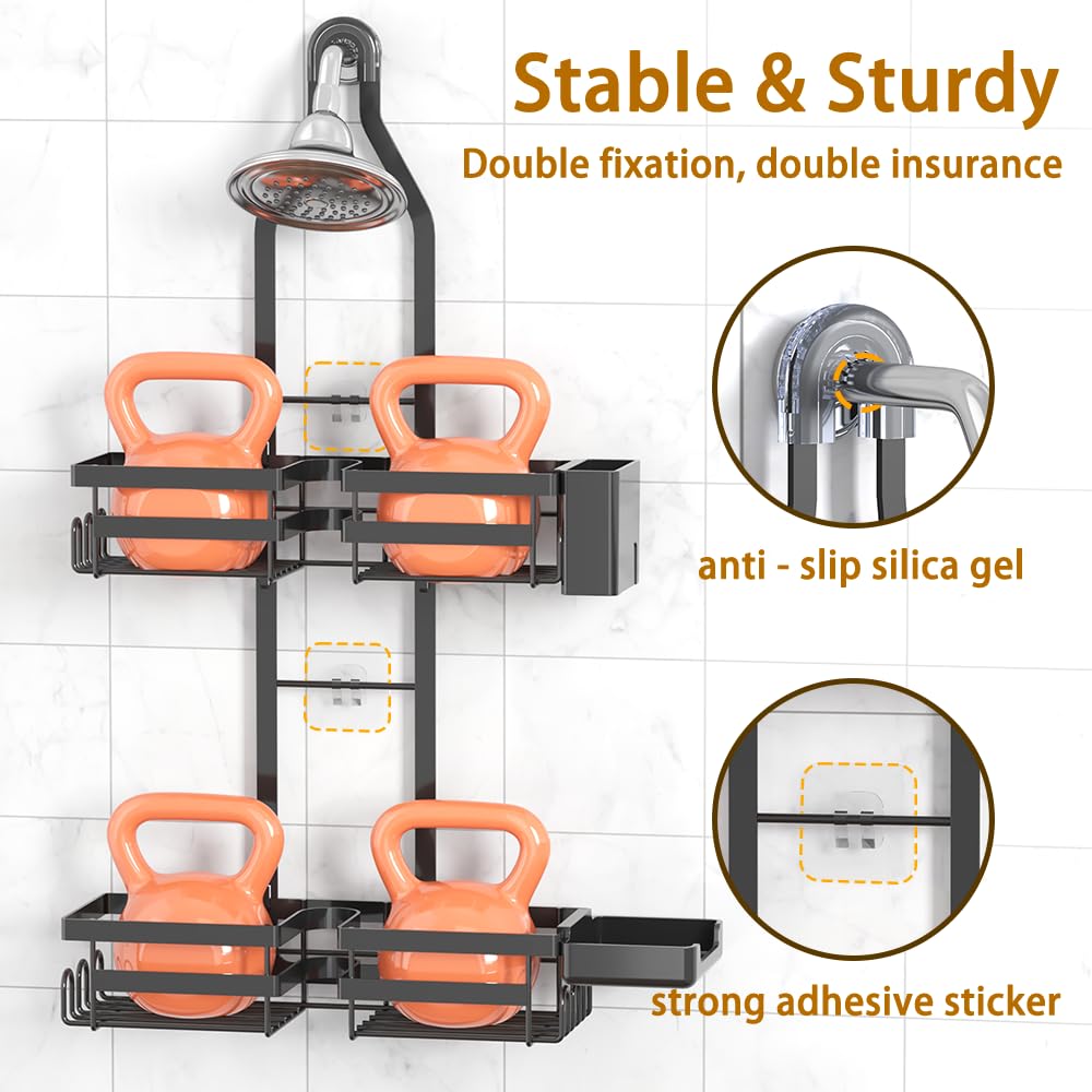 Gabeeriso rustproof metal caddy with black coating resists corrosion in humid bathrooms.