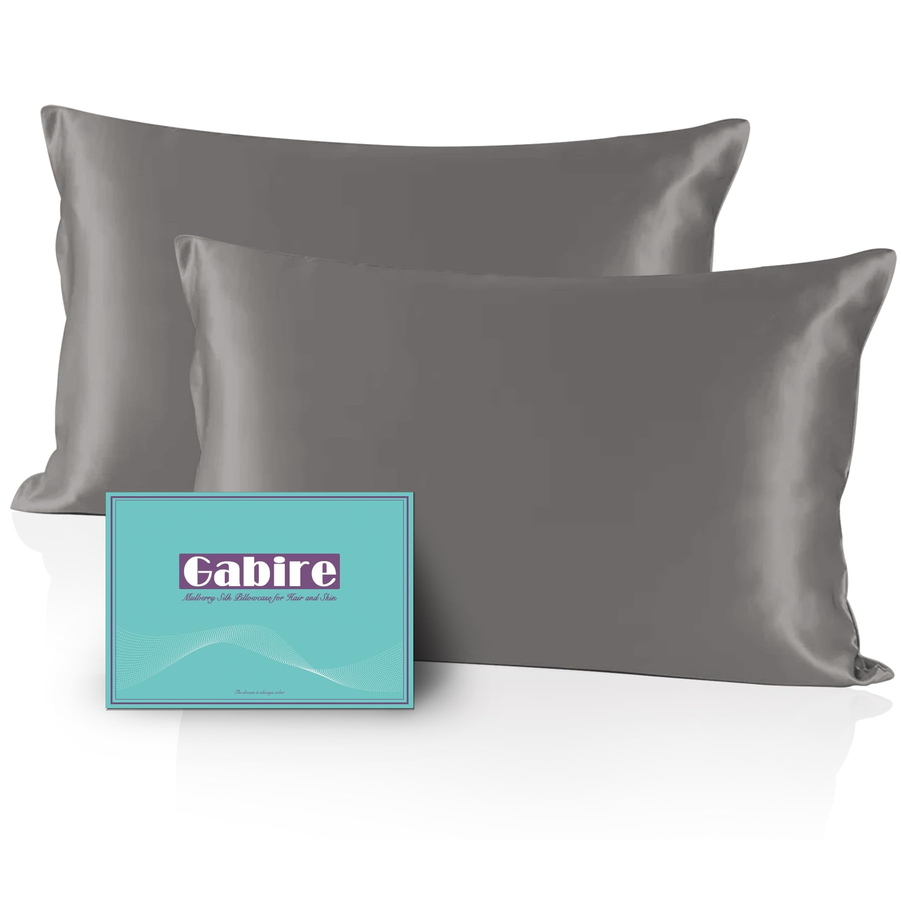 Gabire mulberry silk pillow case gray for smooth skin and hair