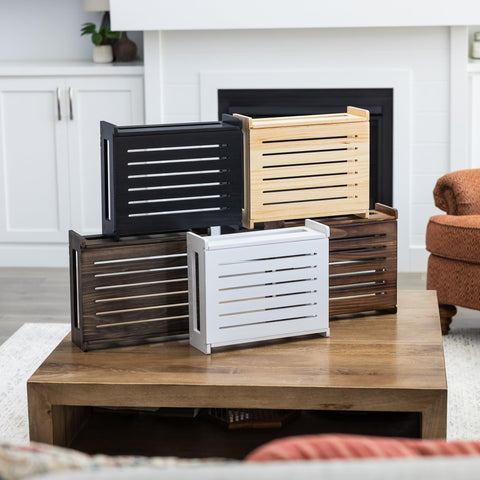 Gadget Garage wooden WiFi router storage box install hardware included for quick setup.