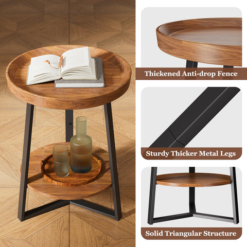 Gadroad round end table black metal frame highlighting sturdy support and modern contrast
