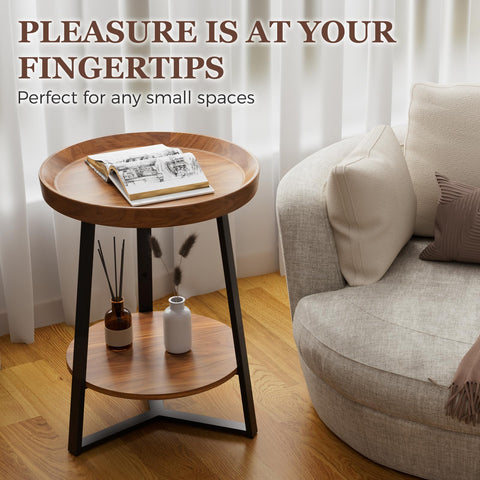 Gadroad round end table protective edge design keeps items secure