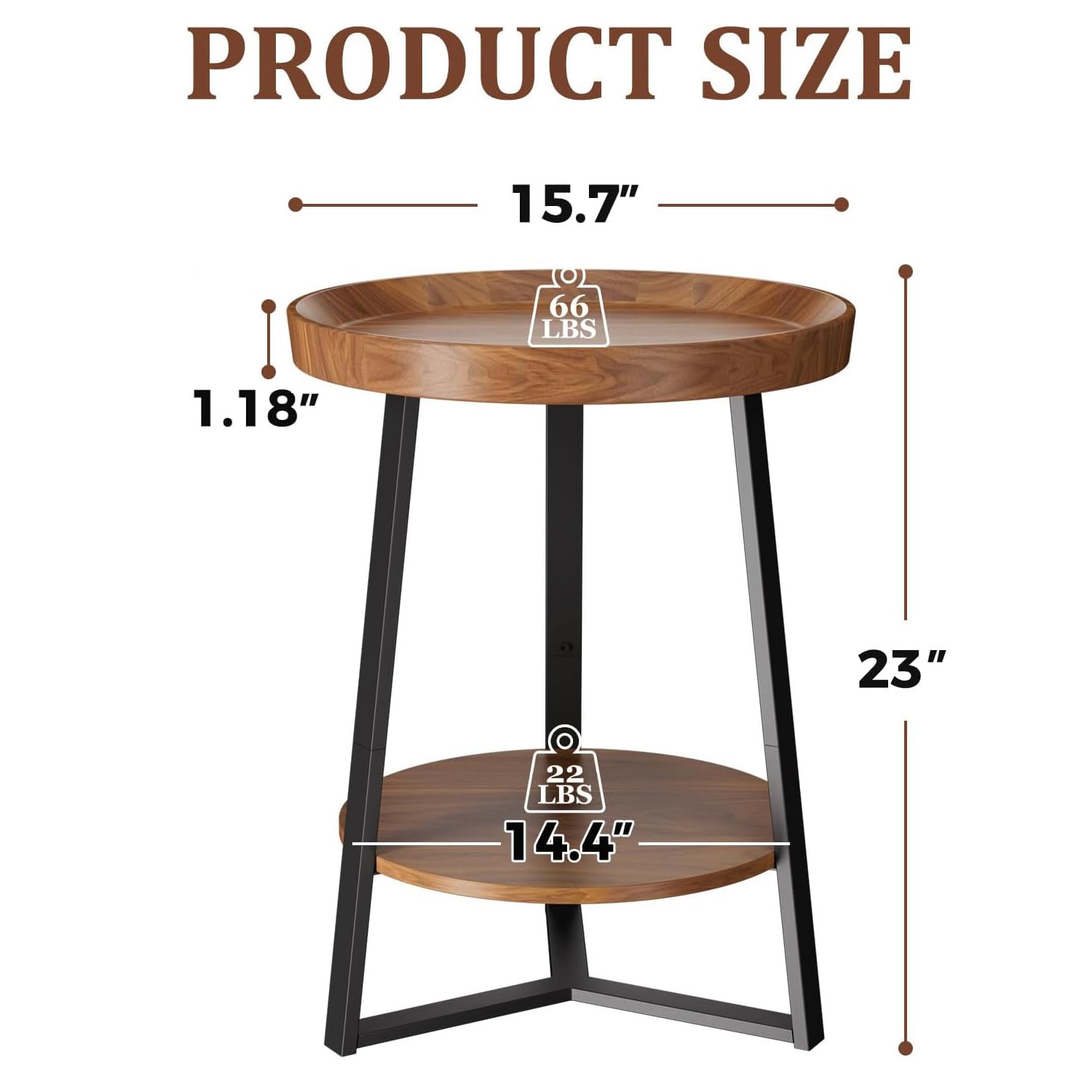 Gadroad round end table wood top showing warm farmhouse style beside a sofa